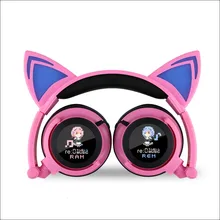 Rem гарнитура ОЗУ наушники с синий светодиодный розовый проводные наушники прекрасный мультфильм девочка Косплэй игровой Складная кошачьими ушками наушников