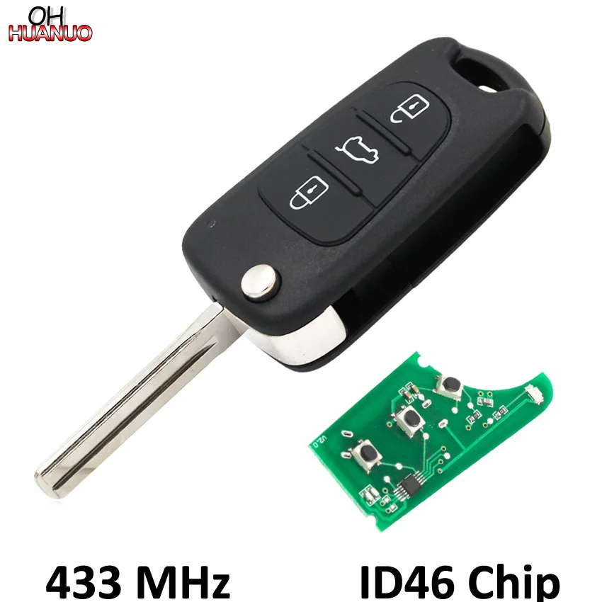 

3 Button Flip Folding Remote Key Fob 433MHZ with ID46 Chip for Hyundai i30/ix35 For Kia Rio Seed SeedPro Picanto Sportage