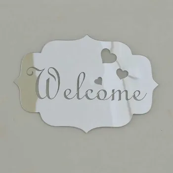 

Home Art DIY 3D Acrylic Welcome Sign Heart Wall Sticker Removable Mirror Decor