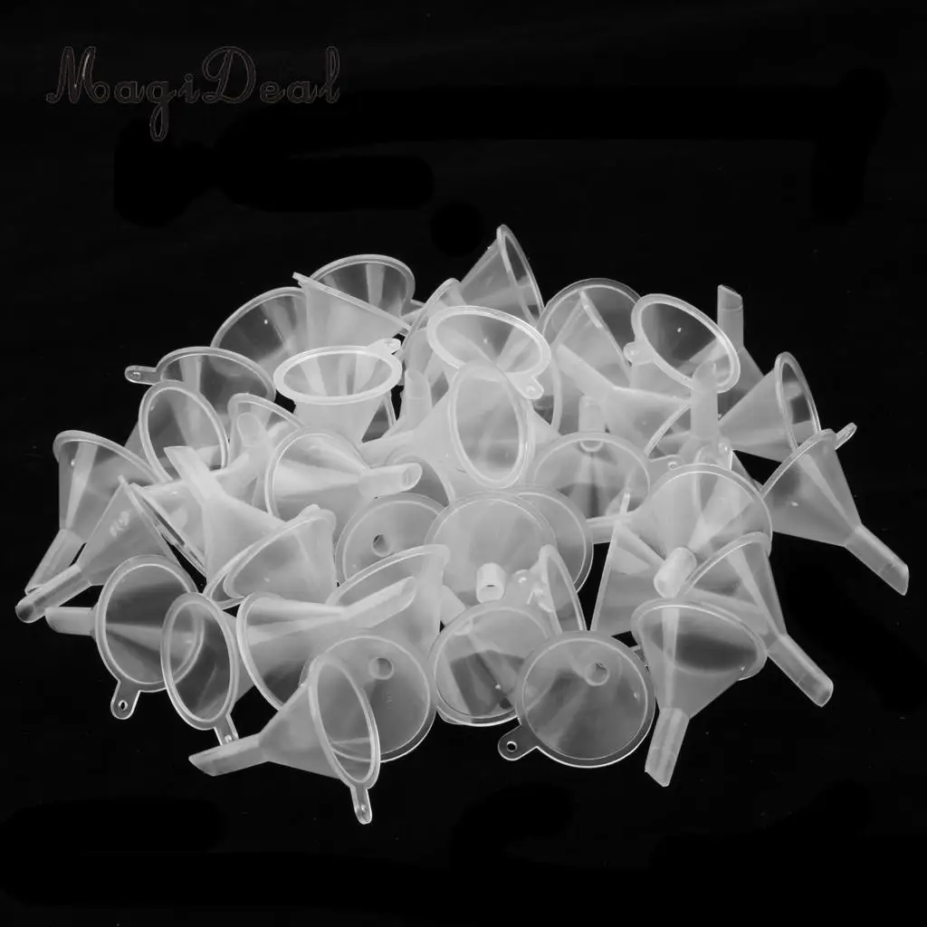 Bulk Lot of 50pcs Transparent Plastic Mini Funnels For Filling Small Essential Oils Bottle Container Flask Funnel
