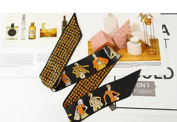 

Personage Print Wrist Scarf Natural Silk Choker Lady Headband Bag Hairband Ribbon Scarves Wholesale Drop Shipping KZSBD125