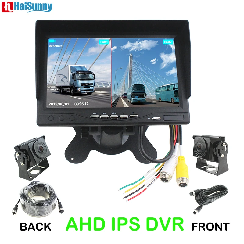 

AHD Truck Bus Rear View Front camera 24V System 1920*1080P Starlight Night Vision With IPS Dual Screen Monitor For DVR Recorder