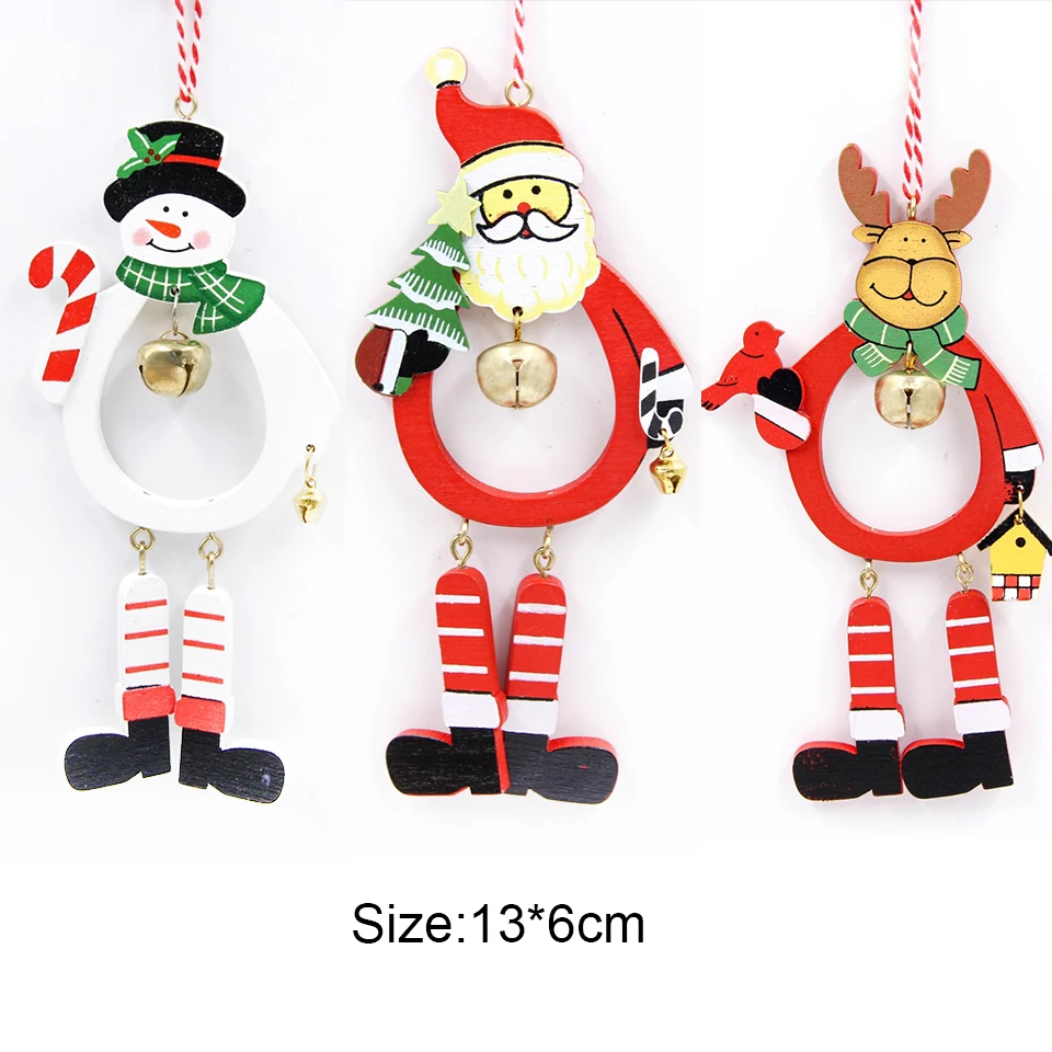 3 шт красочные DIY креативные деревянные рождественские серии колокольчики Подвески Украшения из дерева рождественские украшения товары для домашнего декора