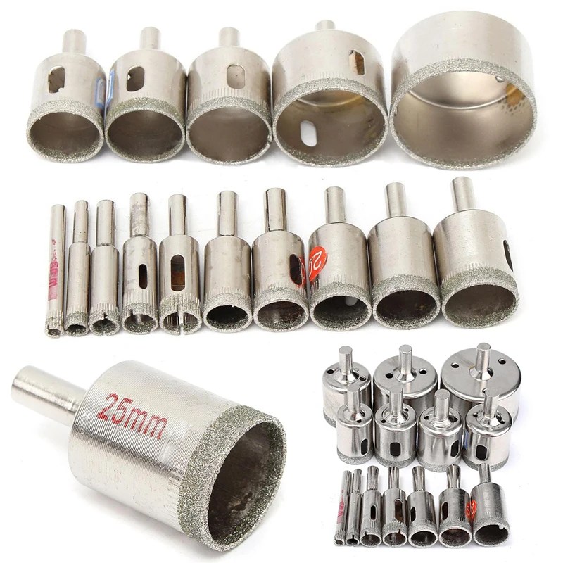 

15pcs 6 /8/10/12/14/16/18/20/22/25/26/28/30/40/50 mm Diamond Coated Drill Bits Set Tile Marble Glass Ceramic Hole Saw 6mm-50mm