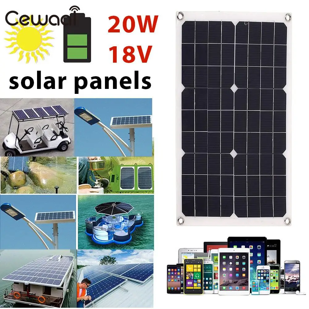 

Solar Generator 20W 18V Portable Fast Charger Solar Panel USB+DC Port Solar Charging Emergency Power Supply Durable