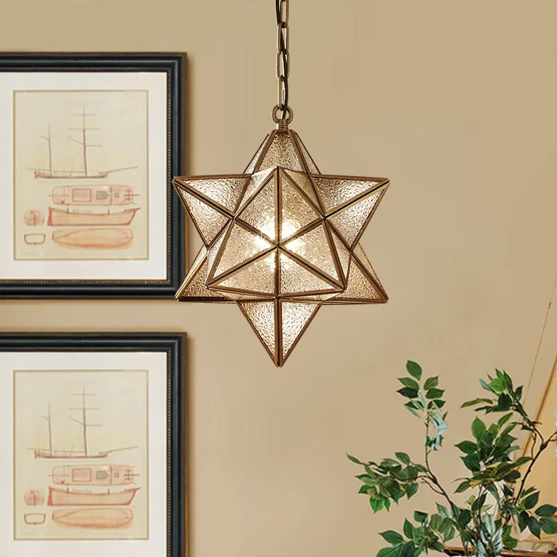 Copper Star Glass Led Pendant Light Aisle Balcony Dining Room Hanging Fixtures Loft Hanglamp Vintage Free Shipping | Освещение
