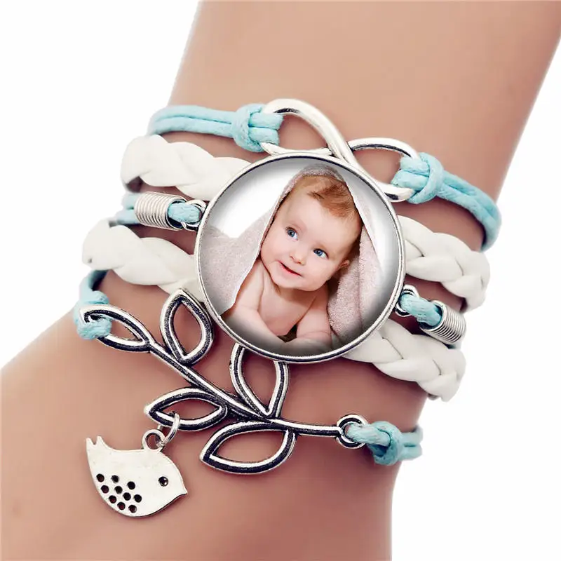 Персонализированные кожаные браслеты ручной работы фото вашего ребенка мама папа и дедушка любимый подарок для семьи ювелирные изделия