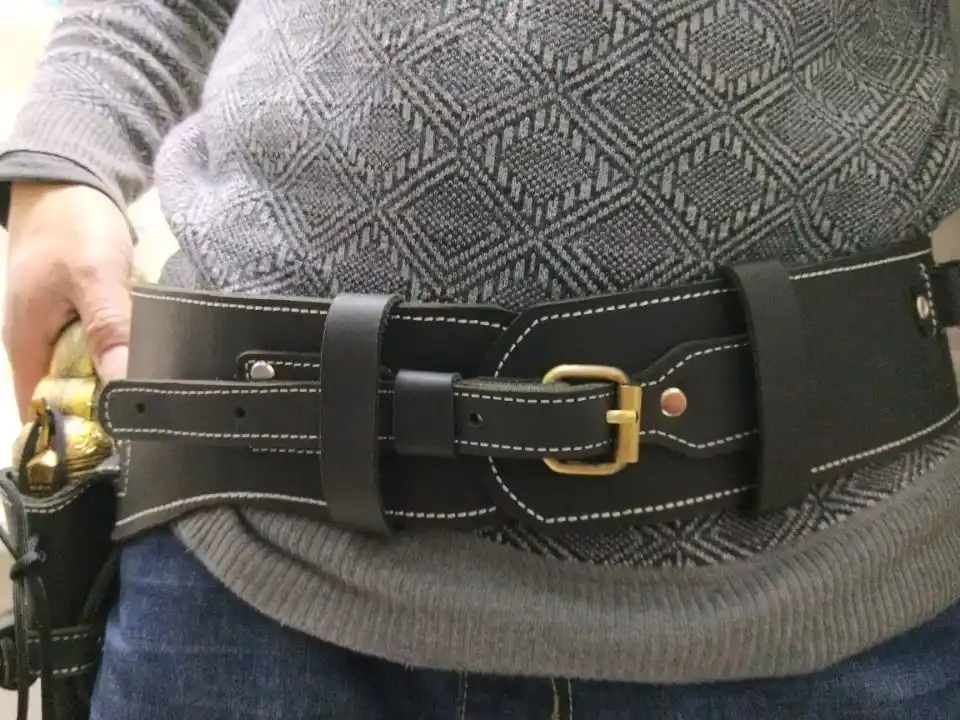 Historical Emporium Men's Double Plain Leather Western Gun Belt and