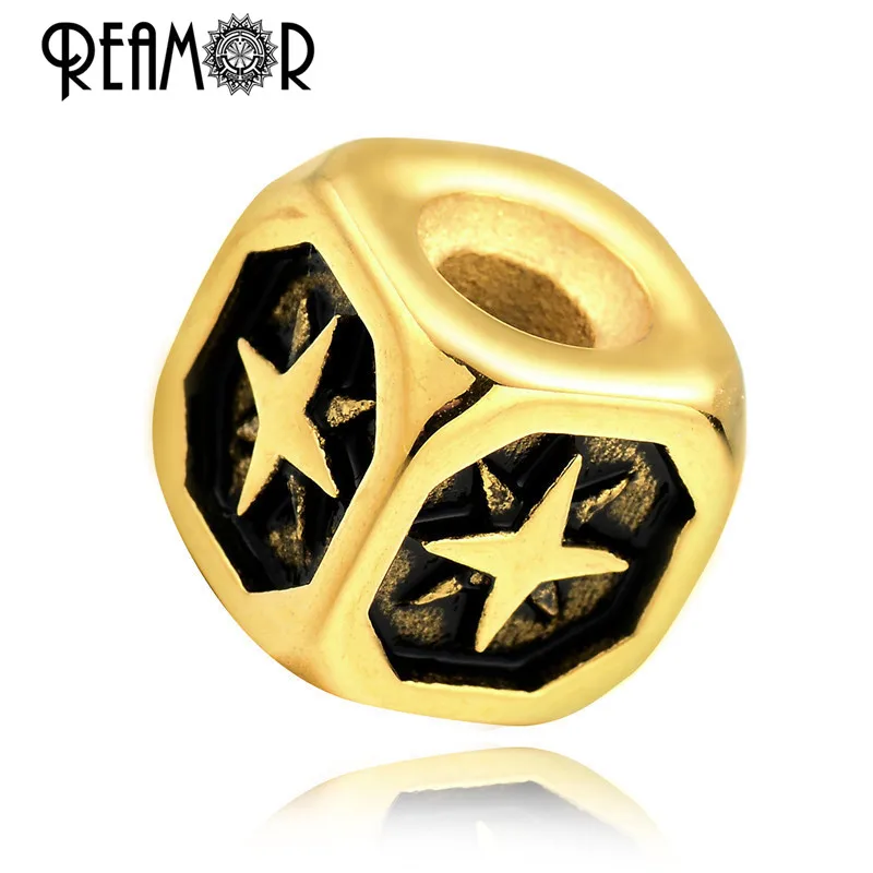 REAMOR Fashion 8mm Onyx Natural Stone Bracelet Stainless Steel Shining Golden Lucky Star Beaded Bracelets For Men Women Jewelry