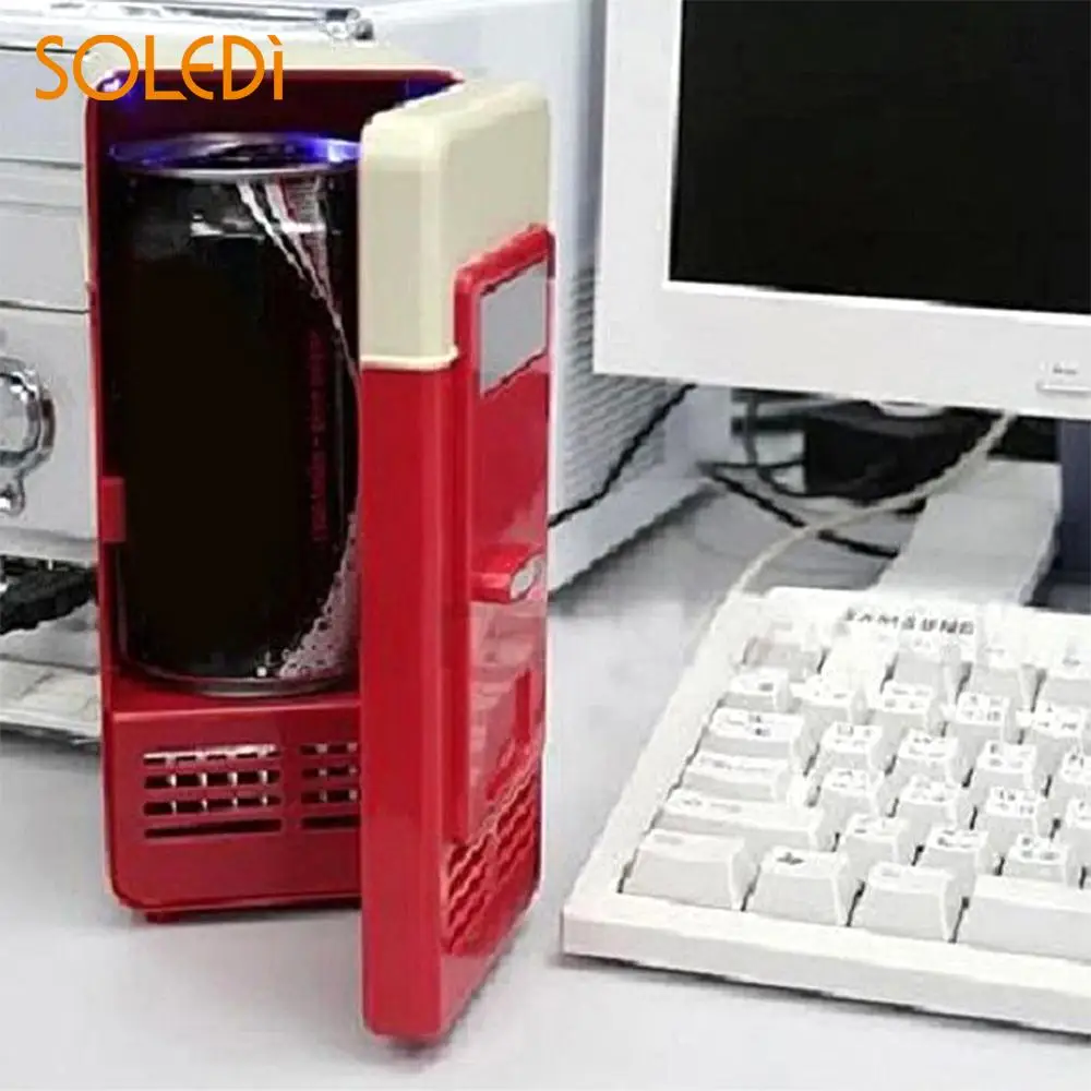 Soledi Mini Refrigerator Bar Black Red Durable Desktop Plastic Usb