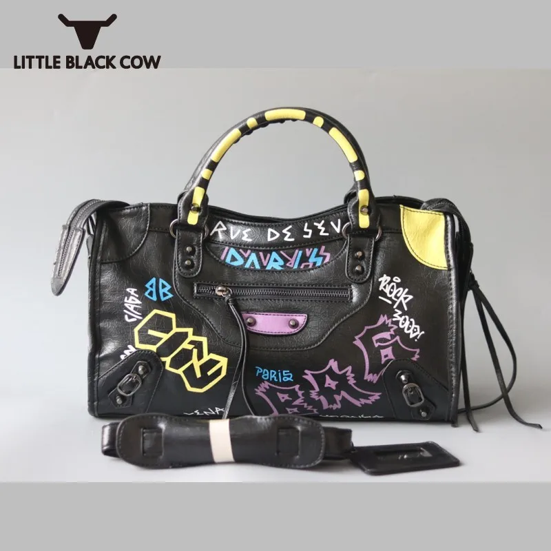 

2019 New Luxury Graffiti Handbags Women Bags Designer Zipper Letter Pu Leather Totes Crossbody Bag High Capacity Shoulder Bag