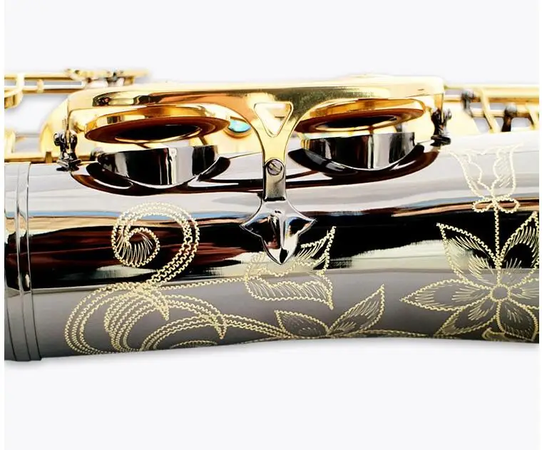 На заказ тенор саксофон инструмент B плоский тенор саксофон ветер/трубка черный никель золотой ключ саксофон