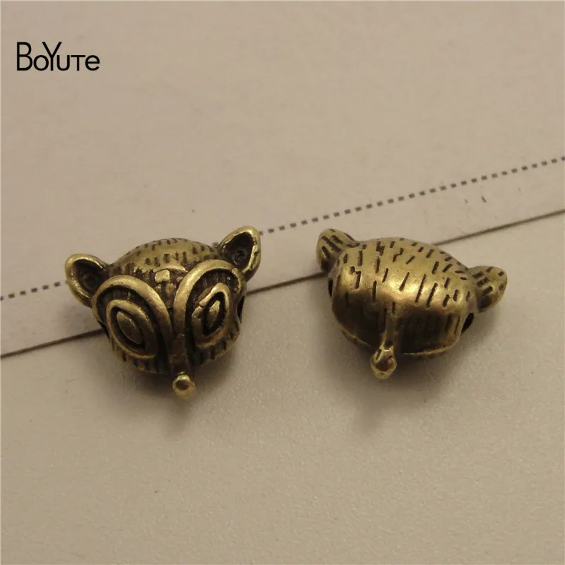 BoYuTe (100 PiecesLot) Metal Alloy Animal Fox Lion Owl Leopard Head Beads for Bracelet Jewelry Making (7)