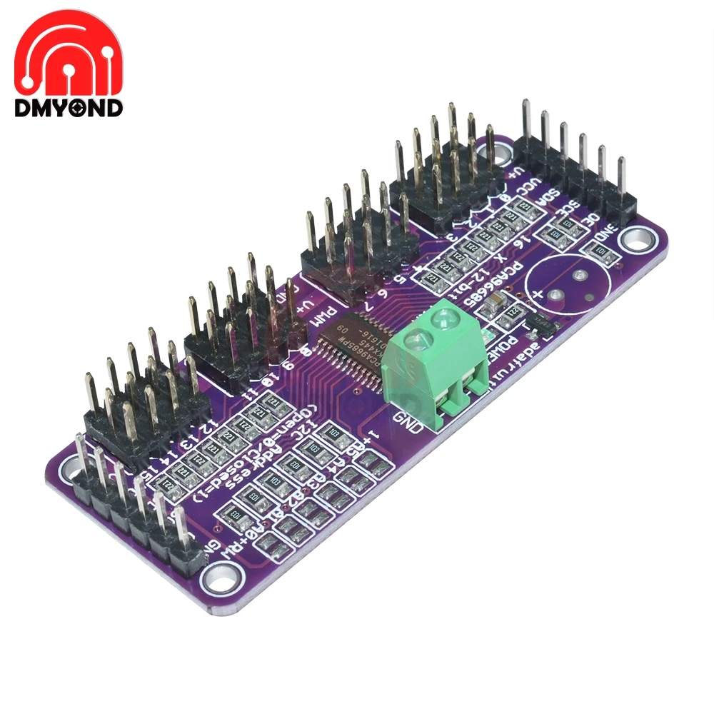 

PCA9685 16 Channel 12 bit PWM Servo Driver I2C IIC Interface 1.6 KHz PWM Servo drive module for Raspberry pi shield Board