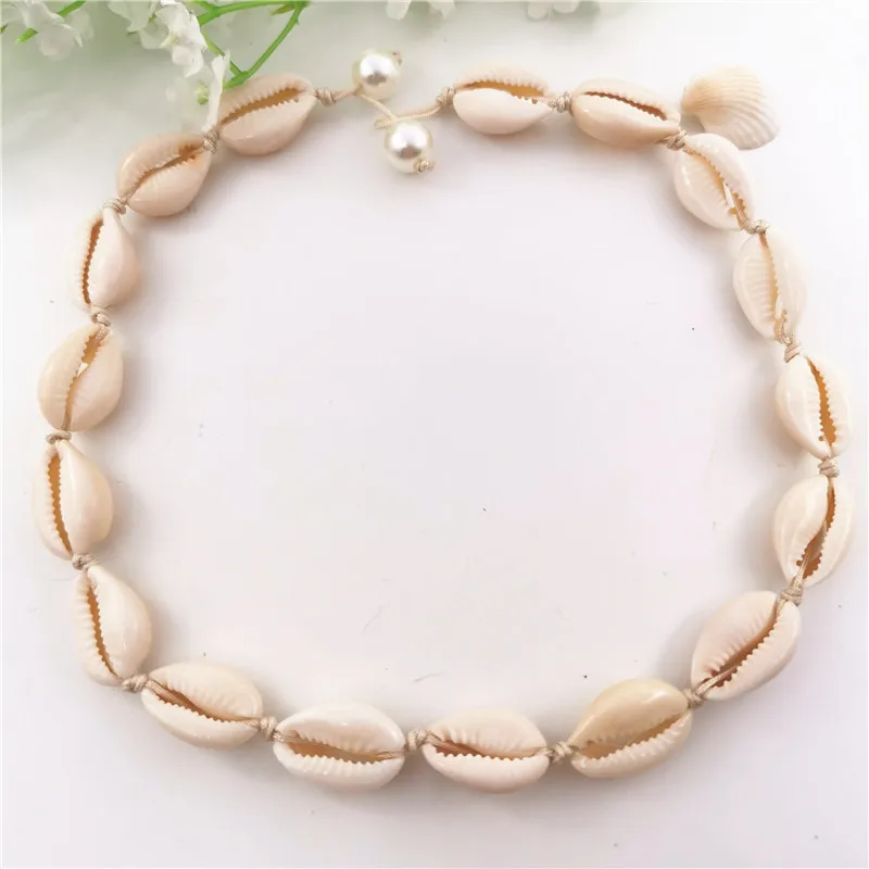 

Fashion Cowrie Shell Choker Necklace for Women Gold Color Imitation Pearl Pendant Necklace Knotted Statement Collier 2019