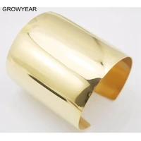 Punk Style 316L Stainless Steel Extra Wide Gold Color Bracelets Cuff Bangles Blank For Women 1