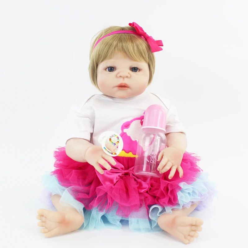 55cm Full Silicone Baby Reborn Doll Toy Newborn Princess Toddler Babies Bebe Doll Girl Bonecas Bathe