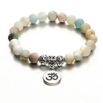 

Natural Stone Bracelet For Women Yoga Mala ohm Chakra Bracelet Handmade Strand Beaded Bracelets Men Jewelry
