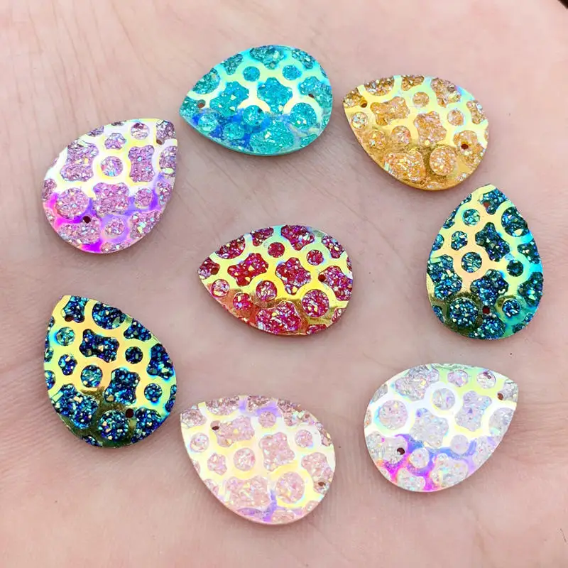 Wholesale 200pcs 13*18mm Water drop Resin Gems Stone For Bead Work Flat