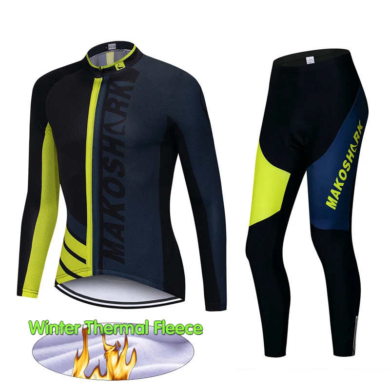 Winter Thermal Fleece Cycling Jersey Set Ropa Ciclismo MTB Long Sleeve Bike Wear Cycling Wear Bike Clothing Suit 9D Gel Pad