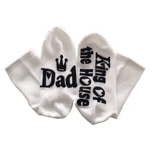 Для женщин мужчин слово креативные носки одноцветное цвет белый черный хлопок в носки без пятки английский письмо унисекс Sox папа король дом