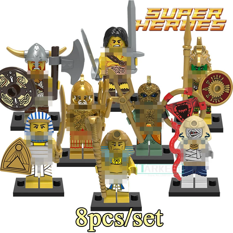 Construcción Blocs figuras Guerrero egipcio medieval azteca Faraón  Atlántida superhéroes Batman ladrillos niños DIY Juguetes aficiones  x0161|building block figures|block figurebuilding blocks - AliExpress