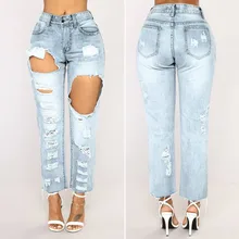 Новые белые рваные джинсы женские джеггинсы крутые джинсы с высокой талией женские брюки-Капри обтягивающие черные повседневные джинсы