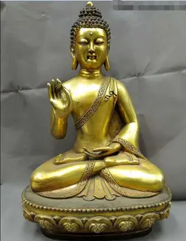 

22" China bronze gild buddhism copper fine sculpture Shakyamuni buddha Statue