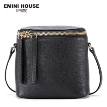 EMINI HOUSE Fashion Genuine Leather Mini Bucket Bag Women Messenger Bags Travel Shoulder Bag Crossbody Bags