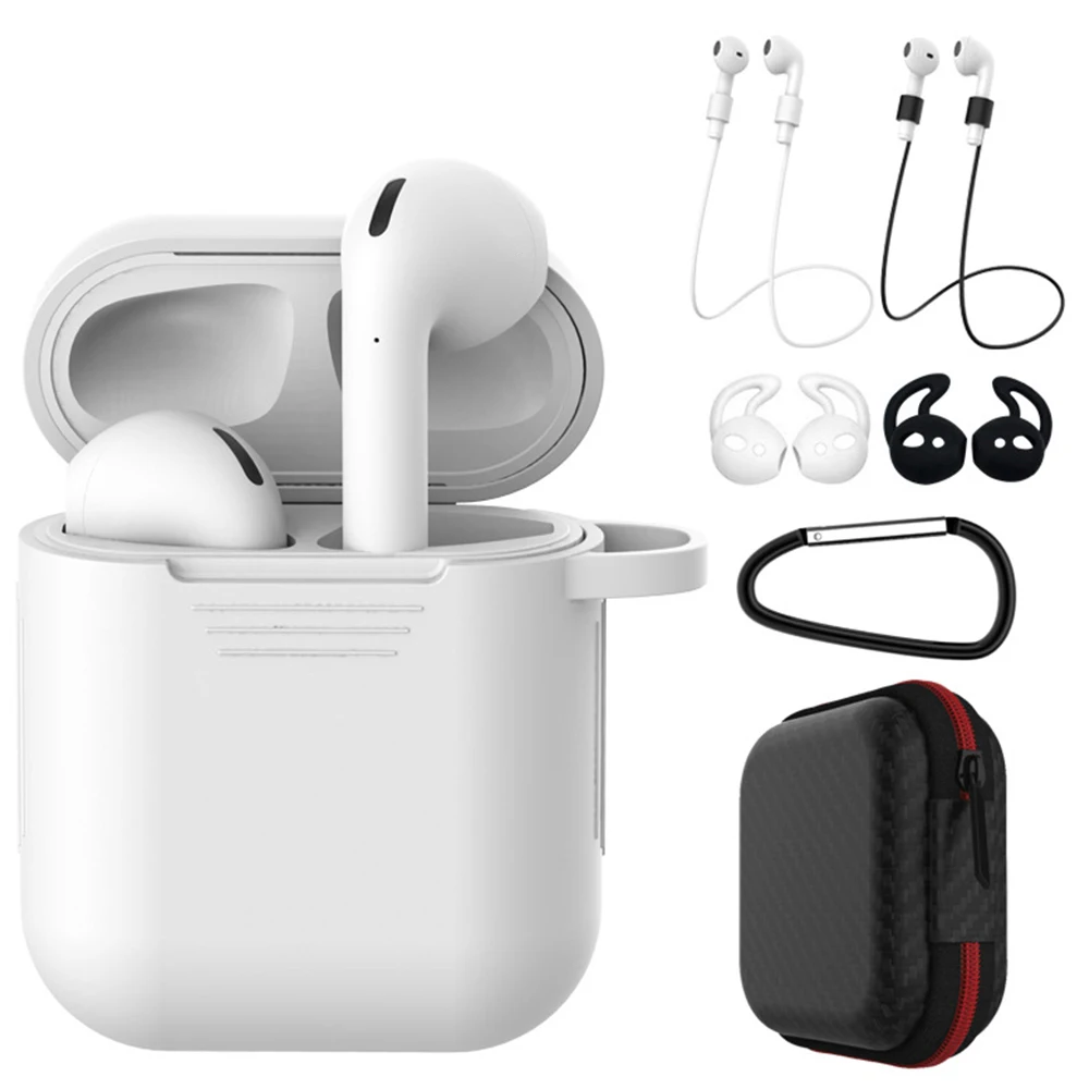 7 в 1 Мягкий силиконовый чехол AirPods для i60 i80 i100 i90 tws ушные гарнитуры Bluetooth беспроводные наушники анти-потери аксессуары наборы - Цвет: White