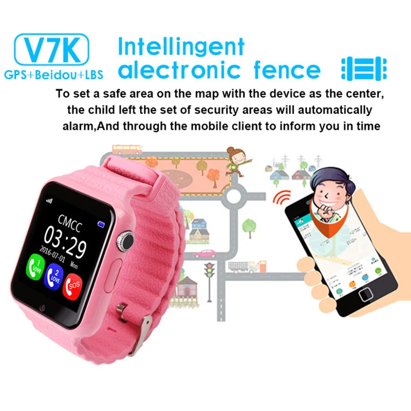 Детские Смарт часы с GPS и камерой поддержка SIM TF SOS трекер местоположения V7K для