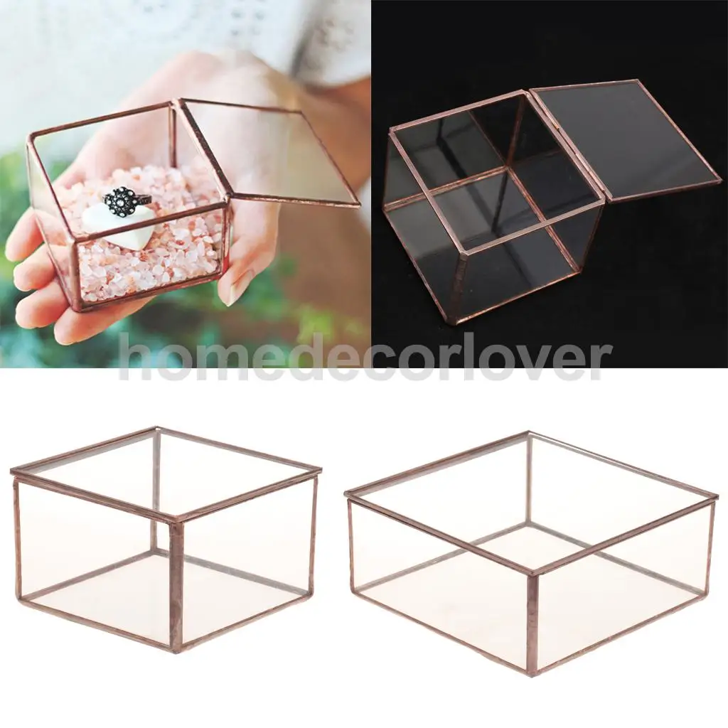 

Geometric Glass Jewelry Box Tabletop Terrarium Plant Succulent Planter Box