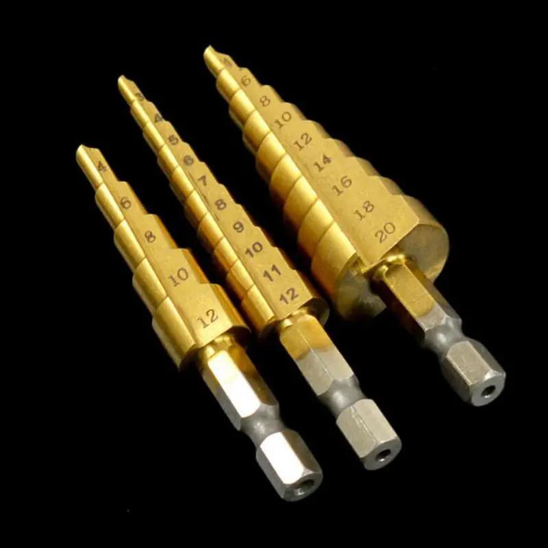 Hot Sale 1pcs/lot Titanium Step Drill Bits 3 12mm 4 12mm 4 20mm HSS