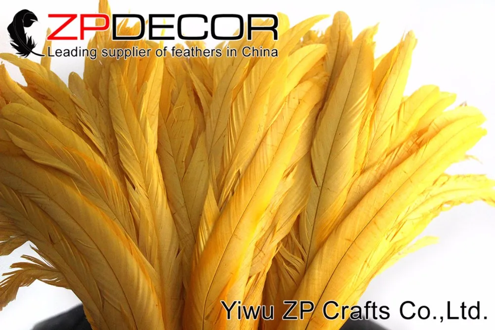 35-40cm fully dye rooster tail feathers yellow (3)