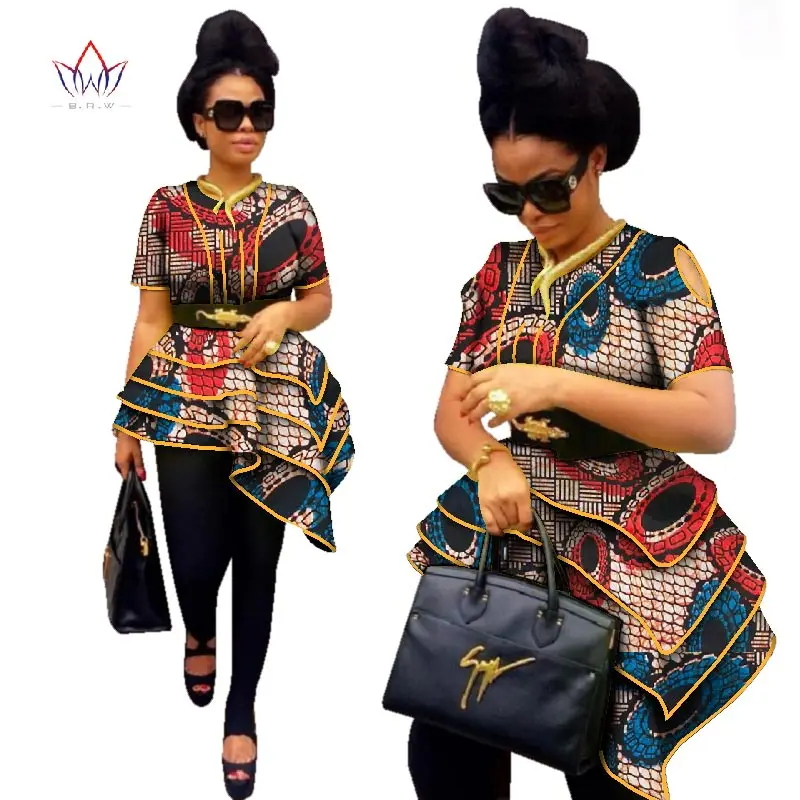 BRW Africa Style Women Modern Fashions Womens Tops Dashiki African Print Tops Shirt Plus Size M-6XL Women Clothing WY2576