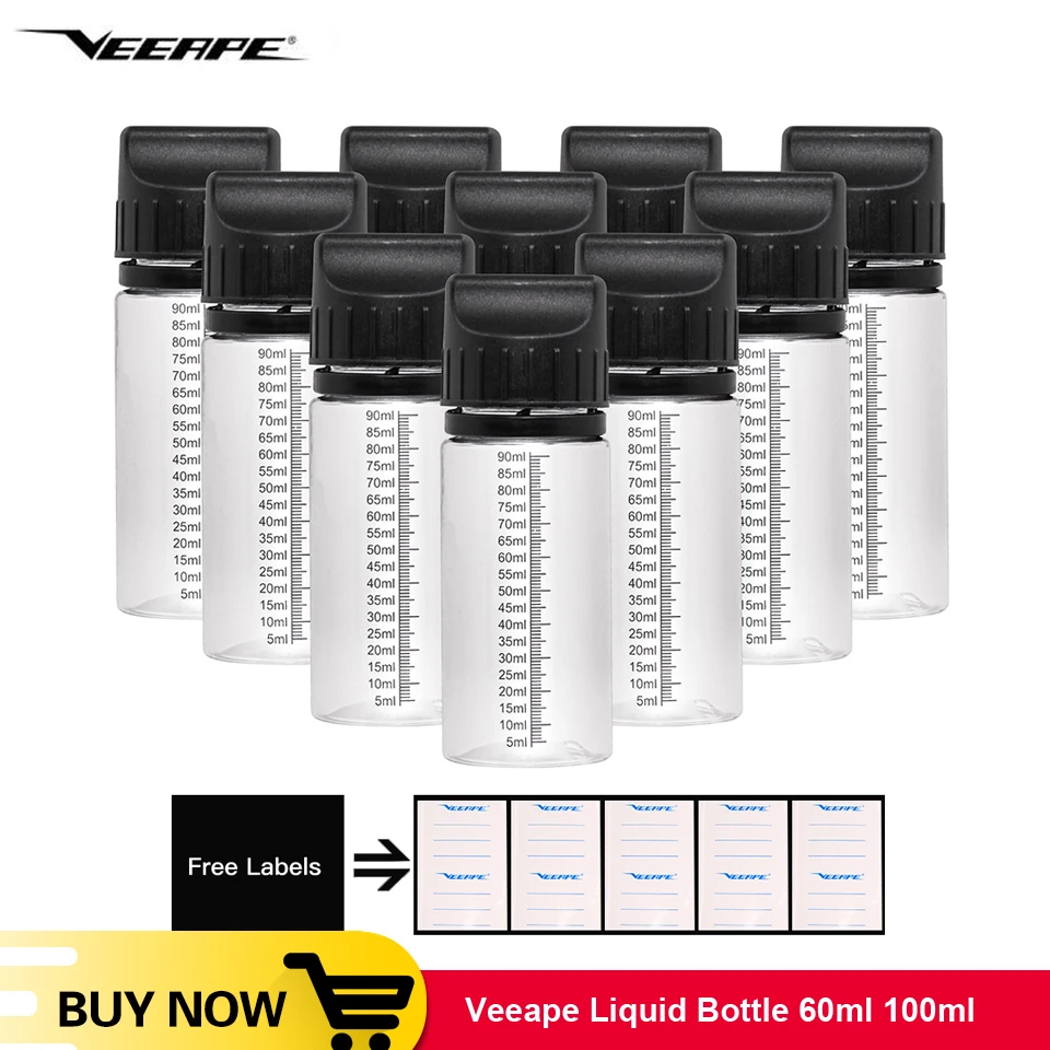 

Original 10pcs Veeape pet ejuice bottle 60ml 100ml with Scale Childproof Cap ejuice bottles vape bottles e cigarette accessories