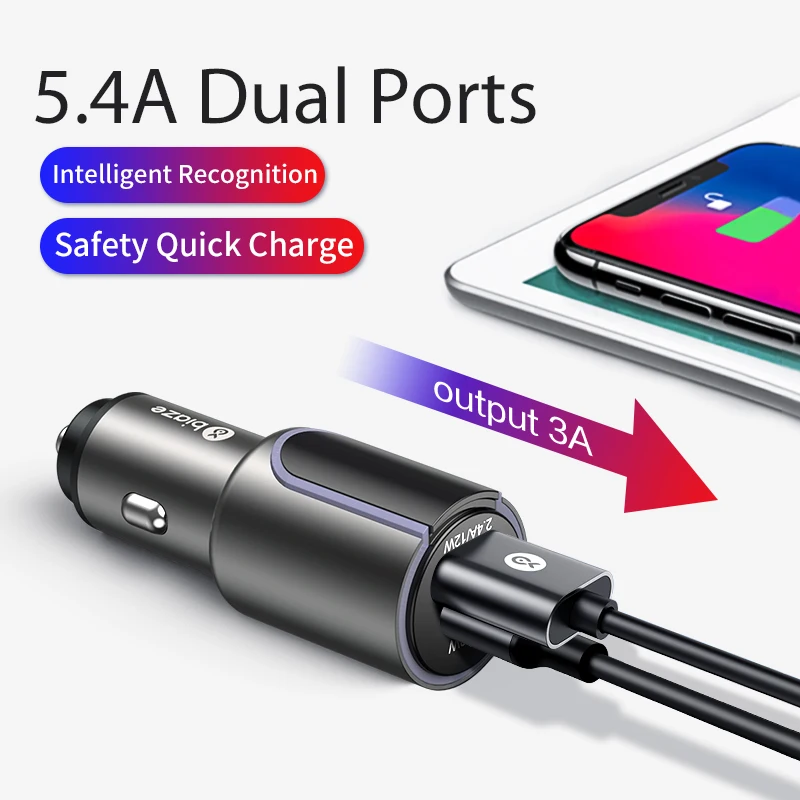 Biaze 30 W سريع PD USB C سيارة الهاتف شاحن 5 V 5.4A العالمي شاحن سيارة للجوال هاتف لوحي GPS المزدوج منافذ سريع سيارة-شاحن