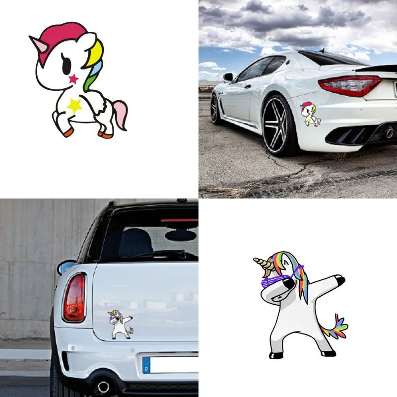 1 Pcs Unicorn Car Stickers Fashion Multi-Color For Unicorn Car Stickers Waterproof funny  Cartoon Horse Car Decals