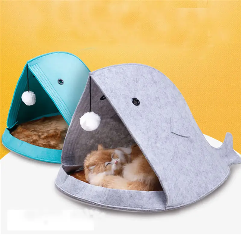 

Newest 2 color Pet Dog Dual Use Convenient Portable Shark Shape Cute Dog Beds Warm Soft Foldable Dog House Felt Mats Blankets 20