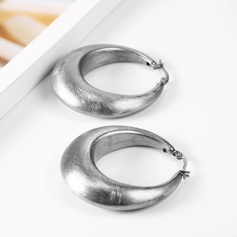 

OUFEI Hoop Earring Silver Stainless Steel Charm Novelties Charm Earrings Accessories Women Jewelry Bohemian Valentines day