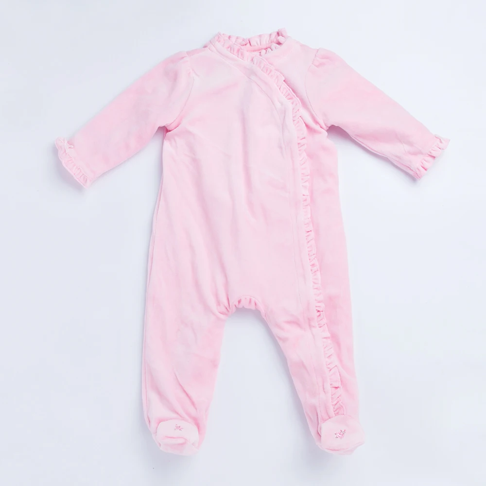 

Light Pink Bodysuit Warm Embroidery Baby Girls 2017 Autumn Style Long Sleeve Jumpsuit Cute Girl Clothing Boutique Newborn 2017