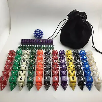 

12 Sets of 7 +16d6 12mm 16mm RPG Gambling Dice 100pcs -Free D60&Velvet Bag