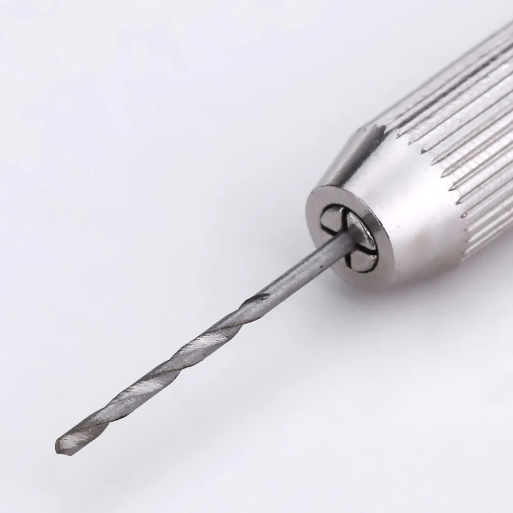 מקדחים Mini Hand Drill Chuck Micro Drill Chuck + 10 Twist Drills Bit