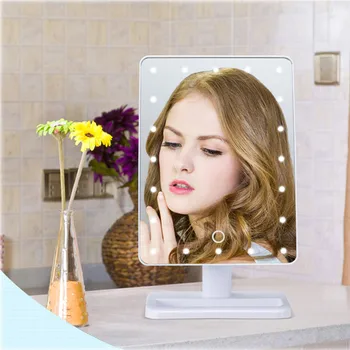 

21 LED Lighted Makeup Mirror / Vanity Mirror with Touch Screen Dimming,180 dregee Swivel Rotation, Portable Convenience and Hig