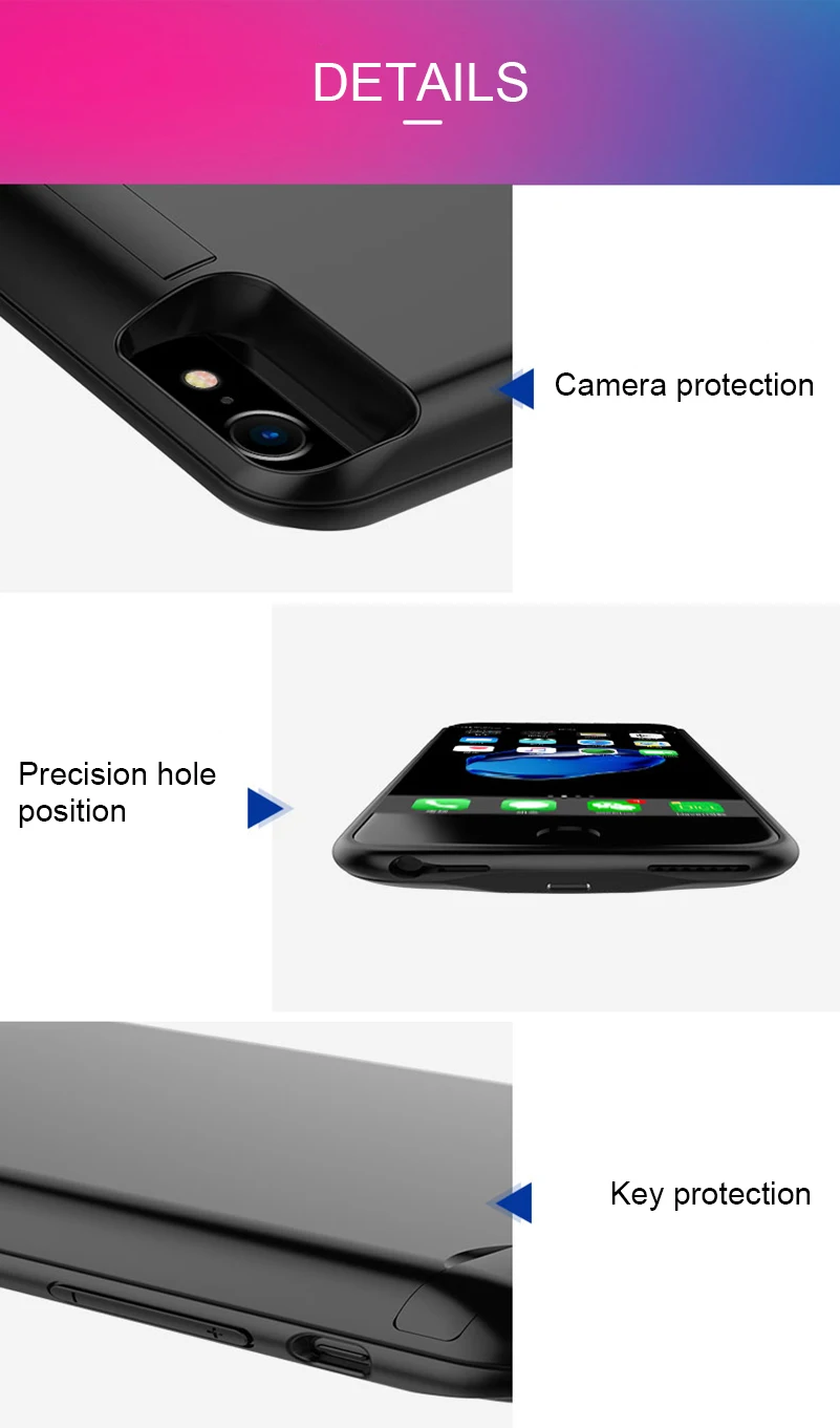 5800mAh Slim Ultra Thin External Backup Battery Charger Case for iPhone 6 6s 7 8 Battery Case Power Bank Charging Case Cover