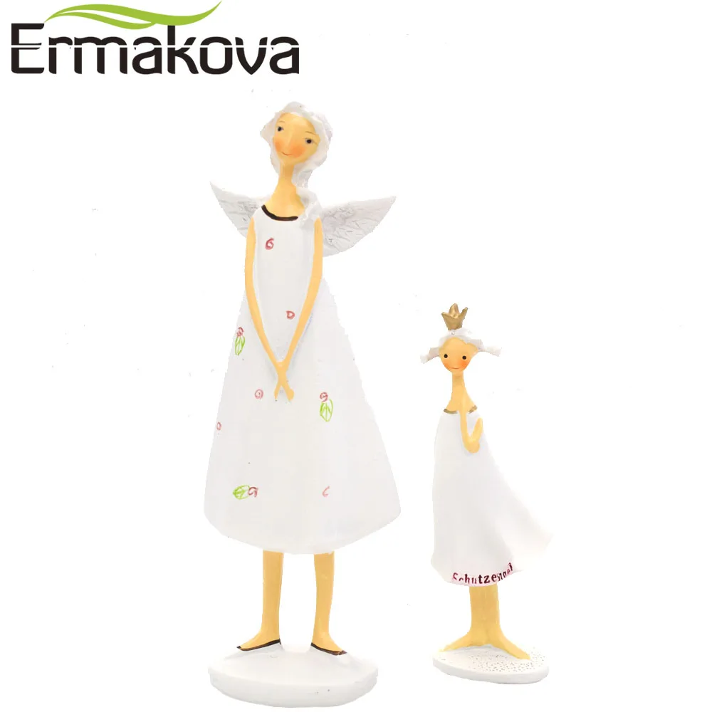 ERMAKOVA 2 Pcs/Set Mother and Daughter Angel Figurine Angel Statue
