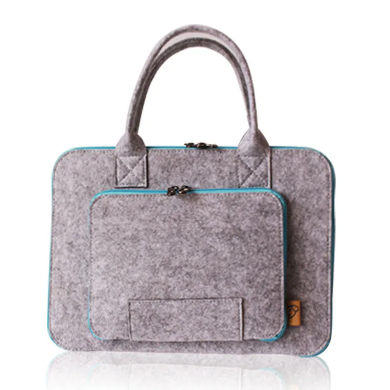 Шерстяная войлочная сумка для ноутбука 11 13 15 17 дюймов портфель ручные сумки для IPAD Macbook ноутбук износостойкая сумка для ноутбука посылка - Цвет: Grey