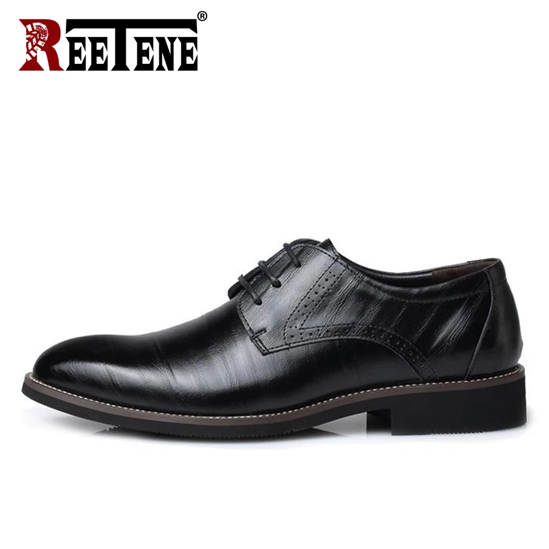 online REETENE Tamanho 38 48 Oxford Sapatos Para Homens de Couro Retro Homens Se Vestem Sapatos Respirável Casamento Formal Básica Inverno Plana sapatos Homens