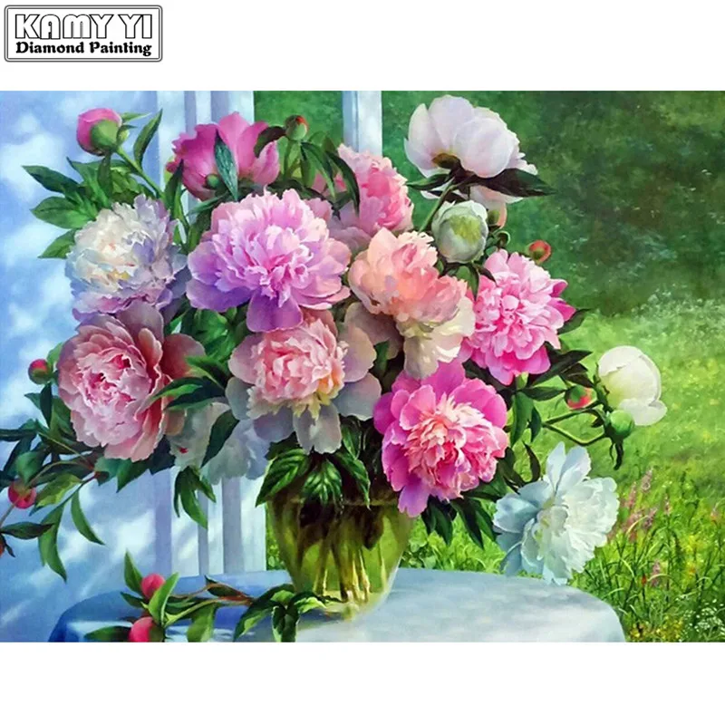 

100% Full 5D Diy Square/Round Diamond Paintings Bright flowers 3D Diamond Painting Rhinestones Paintings Embroidery LWR