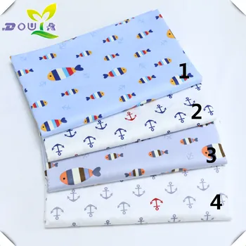

Cotton cartoon small fish printing fabric for Navy wind pure cotton neonate bag by spadle bag fabric